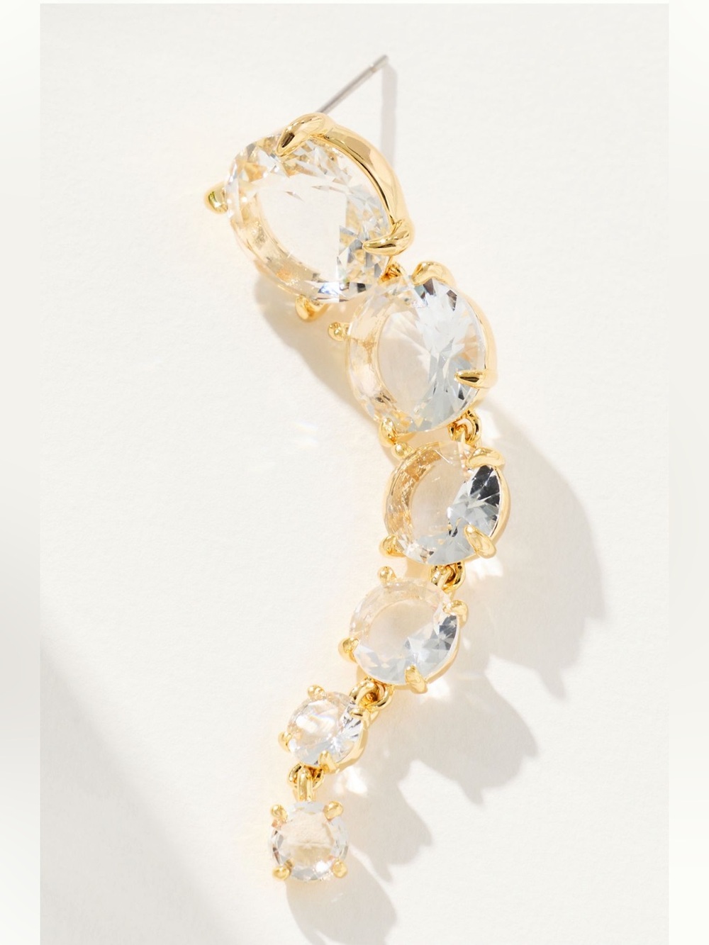 Anthropologie Gold-Tone Clear Rhinestone Gold Cascade Drop Earrings NEW - Picture 2 of 3